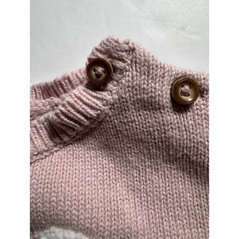 Carter's Girls 6M 2pc Pink Knit Cotton Bunny Sweater Pants Set Long Sleeve - Picture 4 of 5